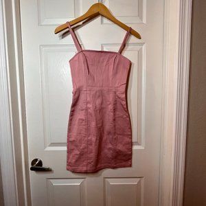 NEW H&M Divided Womans Pink Denim Dress SIZE 2 ZIP UP BACK